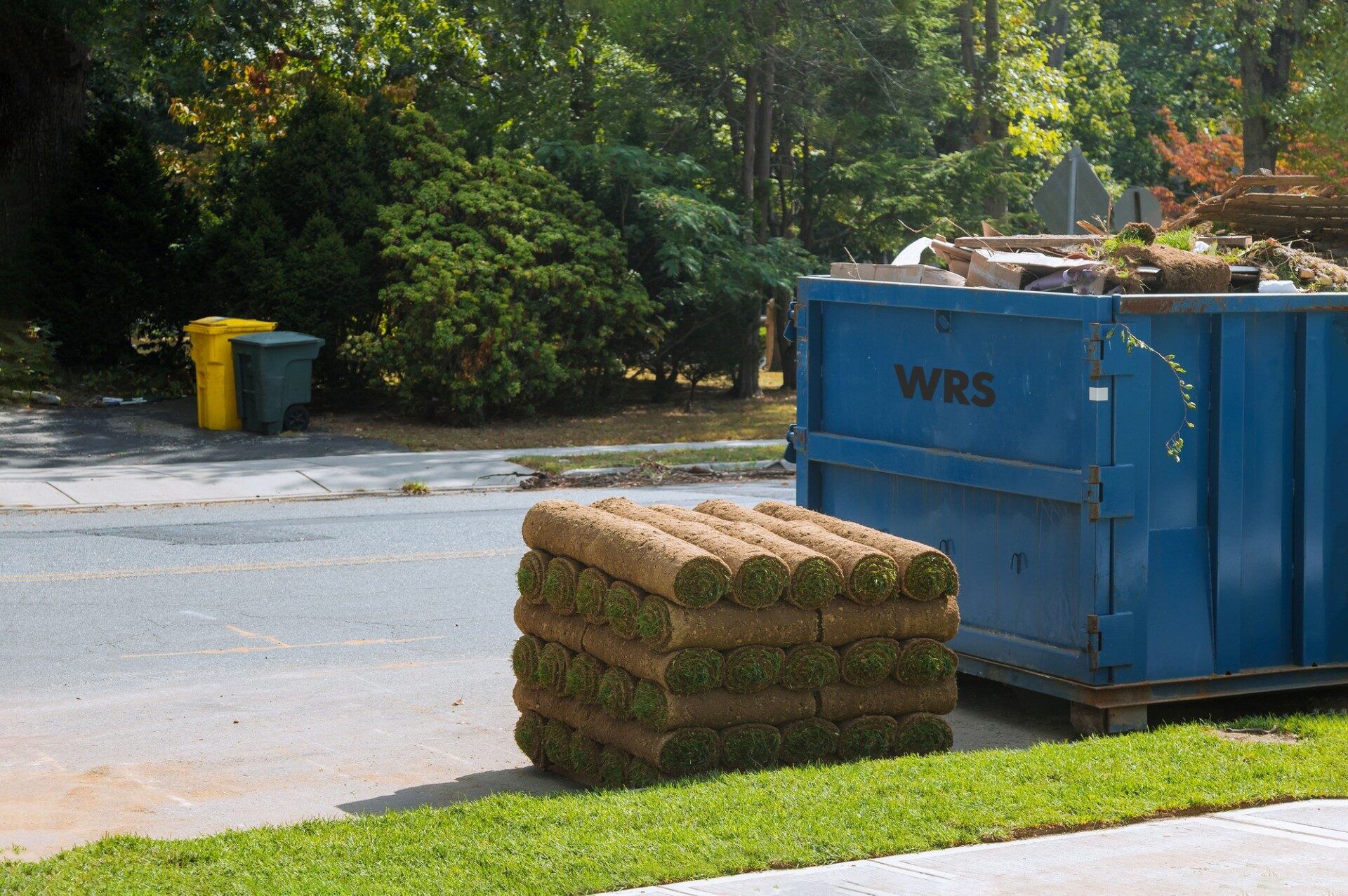 Containers staged at a commercial site